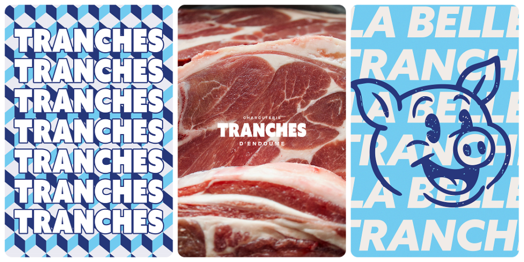 Triptique visuel Identité de marque boucherie Tranche Marseille