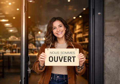 Ouvrir un restaurant : Photo d'une femme souriante qui vient d'ouvrir son restaurant à Marseille